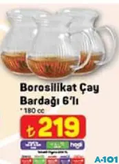 BOROSİLİKAT ÇAY BARDAĞI 6'LI 180 CC